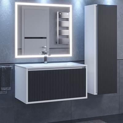 Тумба подвесная Uperwood, под раковину Uperwood Next 80, 1 ящик, цвет белый/графит