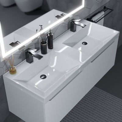 Раковина полувстраиваемая двойная Uperwood Classic 120 см, прямоугольная