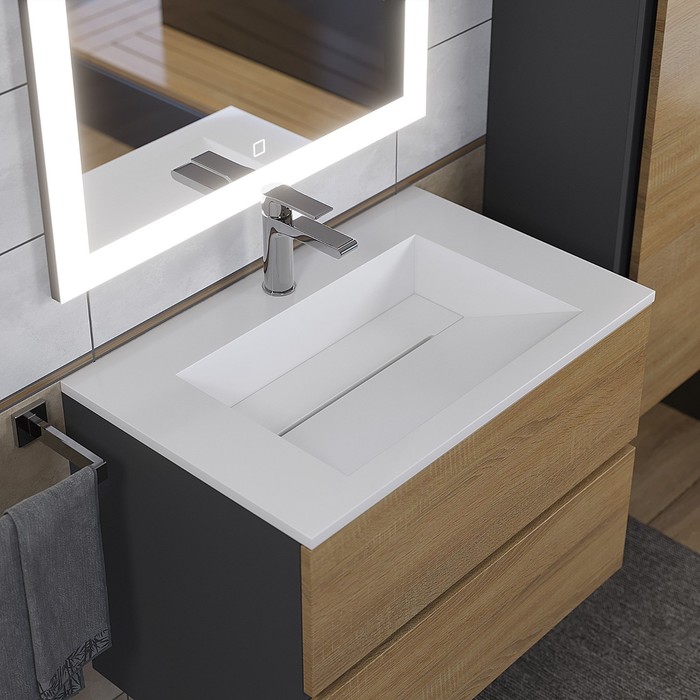 Раковина полувстраиваемая Uperwood Next 70 см, прямоугольная, белая - Фото 1