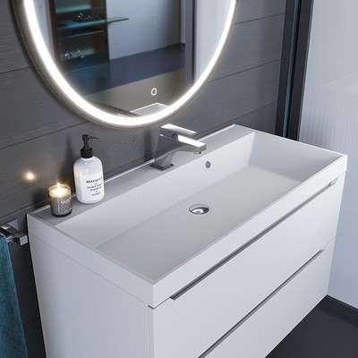 Раковина кварцевая Uperwood Classic Quartz 100 см, белая жасмин