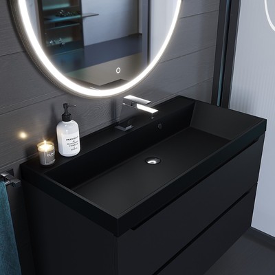 Раковина кварцевая Uperwood Classic Quartz 100 см, черная матовая, космос