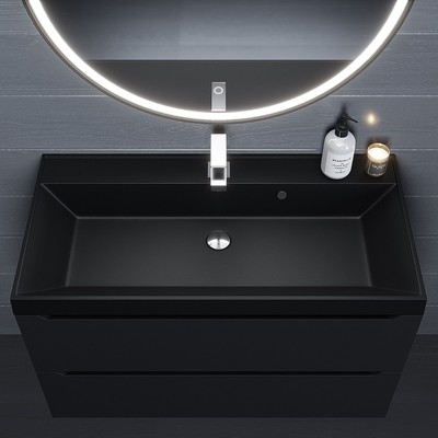 Раковина кварцевая Uperwood Classic Quartz 100 см, черная матовая, космос