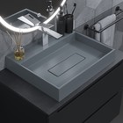 Раковина накладная кварцевая Uperwood Tanos Quartz 50 см, прямоугольная, бетон - фото 14664673