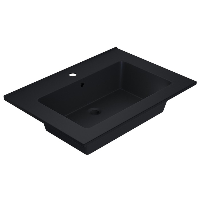 Раковина кварцевая полувстраиваемая Uperwood Parma Quartz, 65 см, чёрная матовая, уголь - Фото 1