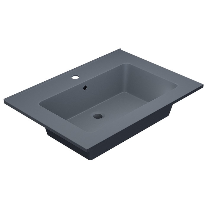 Раковина кварцевая полувстраиваемая Uperwood Parma Quartz, 65 см, серая матовая, бетон - Фото 1