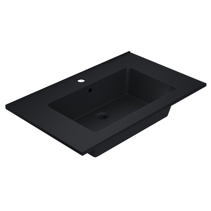 Раковина кварцевая полувстраиваемая Uperwood Parma Quartz, 75 см, чёрная матовая, уголь - Фото 1