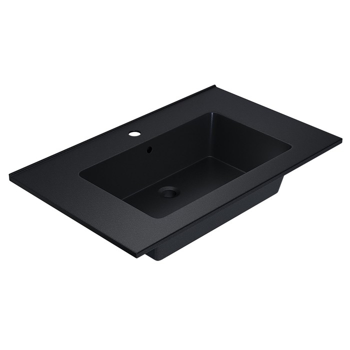 Раковина кварцевая полувстраиваемая Uperwood Parma Quartz, 75 см, чёрная матовая, космос - Фото 1