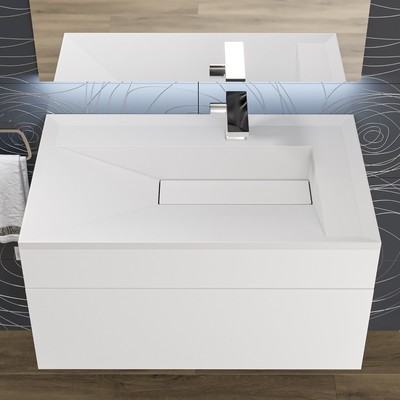 Раковина полувстраиваемая Uperwood Lotus 80 см, прямоугольная, белая матовая