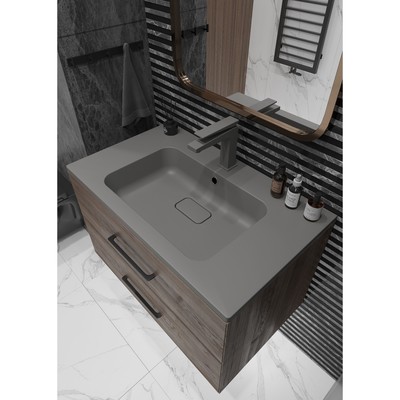 Раковина кварцевая Uperwood Lagoon Quartz 80 см, серая матовая, серый шелк