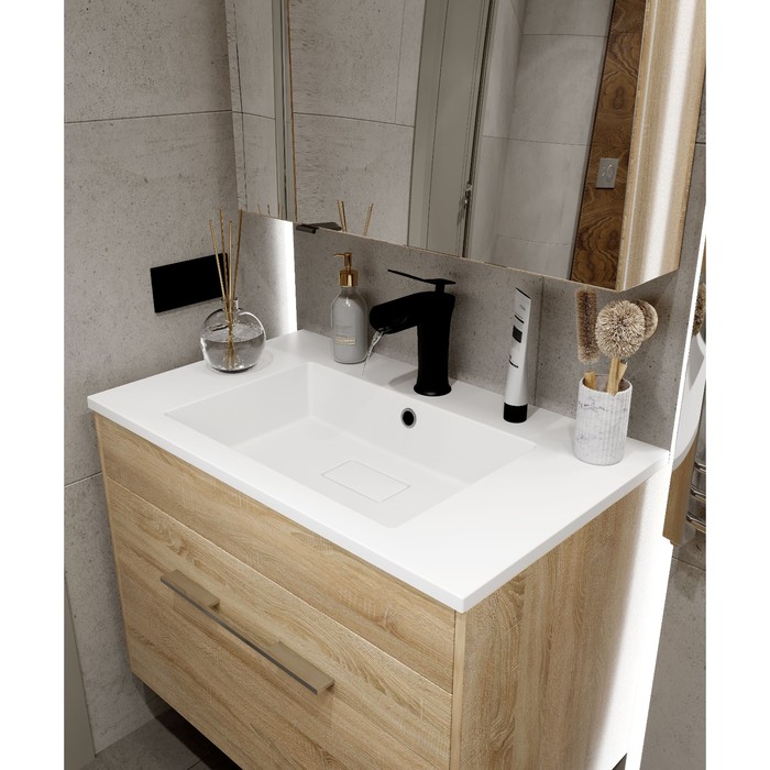 Раковина полувстраиваемая Uperwood May 80 см, прямоугольная, белая