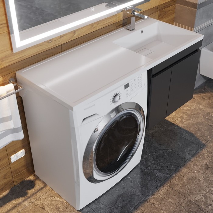 Раковина над стиральной машиной Uperwood Magenta, 110 см, правая, белая - Фото 1