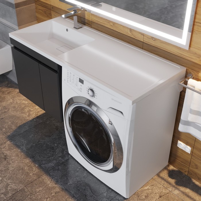 Раковина над стиральной машиной Uperwood Magenta, 110 см, левая, белая - Фото 1