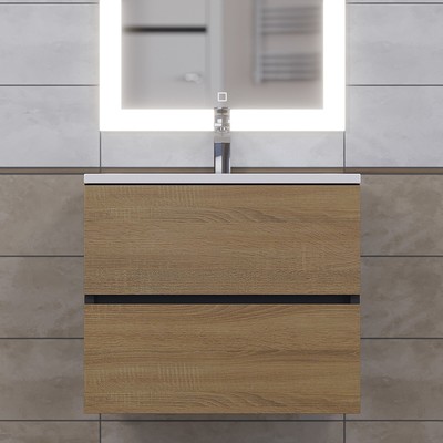 Тумба подвесная Uperwood, с раковиной Uperwood Barsa, 60, цвет белый/чёрный/дуб сонома