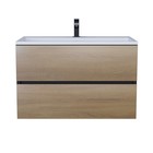 Тумба с раковиной Uperwood Barsa, 80 см, раковина белая, подвесная, чёрная/дуб сонома - Фото 5