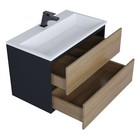 Тумба с раковиной Uperwood Barsa, 80 см, раковина белая, подвесная, чёрная/дуб сонома - Фото 6