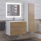 Тумба с раковиной Uperwood Barsa-Next 70 см, подвесная, белая/дуб сонома - фото 14413425