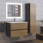Тумба с раковиной Uperwood Barsa-Next 70 см, подвесная, черная/дуб сонома - фото 14413430