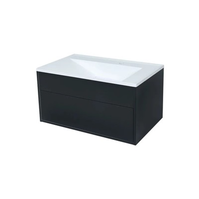 Тумба с раковиной Uperwood Lotus Premium подвесная, 80 см, черная
