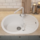 Кухонная мойка кварцевая Uperwood Quartz UPD-02, овальная, цвет 01 белая - Фото 2