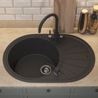 Кухонная мойка кварцевая Uperwood Quartz UPD-02, овальная, цвет 04 черная - Фото 2