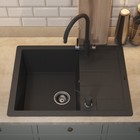 Кухонная мойка кварцевая Uperwood Quartz UPD-03, прямоугольная, цвет 04 черная - фото 14438458