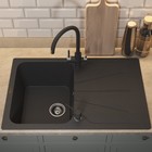 Кухонная мойка кварцевая Uperwood Quartz UPd=04, прямоугольная, цвет 04 черная 10667006