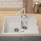 Кухонная мойка кварцевая Uperwood Quartz UPd=05, прямоугольная двухсекционная, цвет 01 бел - Фото 2