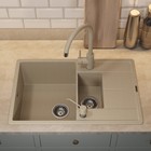 Кухонная мойка кварцевая Uperwood Quartz UPD-05, прямоугольная двухсекционная, цвет 02 беж - Фото 2