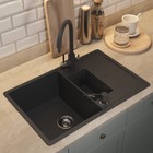 Кухонная мойка кварцевая Uperwood Quartz UPD-05, прямоугольная двухсекционная, цвет 04 чер - Фото 1