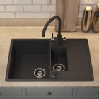 Кухонная мойка кварцевая Uperwood Quartz UPD-05, прямоугольная двухсекционная, цвет 04 чер - Фото 2
