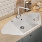 Кухонная мойка кварцевая Uperwood Quartz UPD-06, угловая двухсекционная, цвет 01 белая - Фото 1
