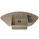 Кухонная мойка кварцевая Uperwood Quartz UPd=06, угловая двухсекционная, цвет 02 бежевая - Фото 4