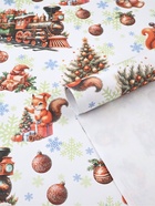 Бумага упаковочная новогодняя «Паровоз подарков», белый крафт, 1 лист, 80 г/м², 72×100 см - Фото 1