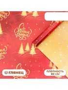 Бумага упаковочная новогодняя «С Новым годом», глянец, двусторонняя, 80 г/м², 50×70 см - Фото 1