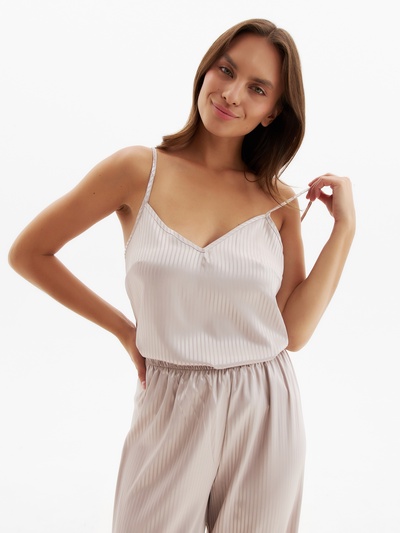 Топ домашний на бретелях женский MINAKU: Home collection, бежевый, размер 42