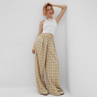Брюки женские MINAKU: Casual Collection, цвет бежевый клетка, размер 48 - Фото 5