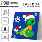 Картина по номерам на новый год на холсте с подрамником «Змейка с игрушкой», 17×17 см - Фото 1