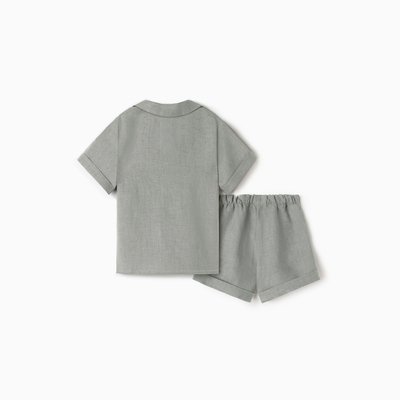 Костюм детский (рубашка, шорты) «Крошка Я» Linen, рост 86-92 см, серый
