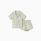 Костюм детский (рубашка и шорты) Крошка Я Linen, р. 86-92, зеленый - фото 110732031