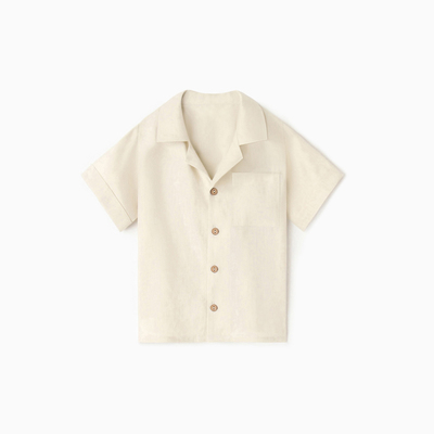 Рубашка для мальчика «Крошка Я» Linen, рост 86-92, молочная