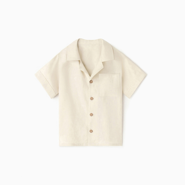 Рубашка для мальчика Крошка Я Linen, р. 86-92, молочный - Фото 1