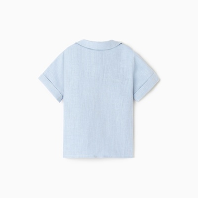 Рубашка для мальчика «Крошка Я» Linen, рост 86-92, голуба