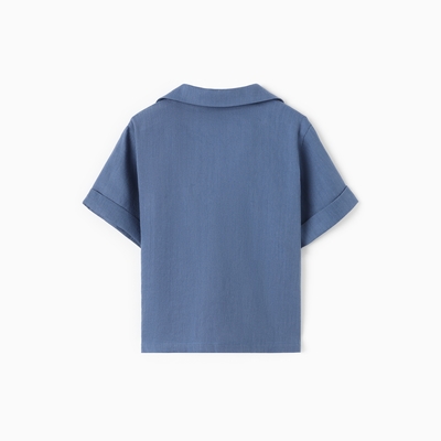 Рубашка для мальчика «Крошка Я» Linen, рост 86-92, синяя