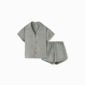 Костюм детский (рубашка и шорты) Крошка Я Linen, р. 92-98, серый