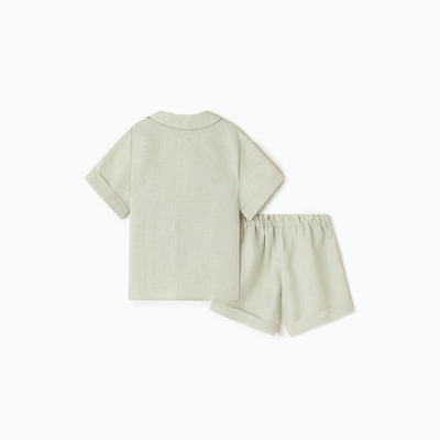 Костюм детский (рубашка, шорты) «Крошка Я» Linen, рост 92-98 см, зелёный
