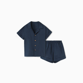 Костюм детский (рубашка и шорты) Крошка Я Linen, р. 92-98, синий