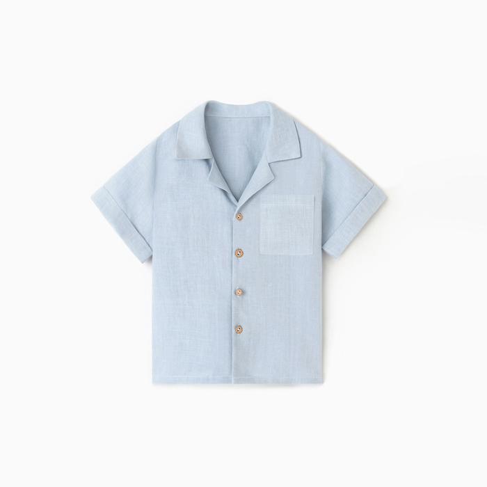 Рубашка для мальчика Крошка Я Linen, р. 92-98, голубой - Фото 1