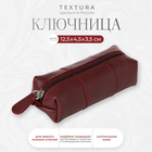 Ключница на молнии TEXTURA, длина 12,5 см, кольцо, цвет бордовый - Фото 1