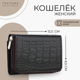 Кошелёк женский на молнии, TEXTURA, цвет коричневый 10555298