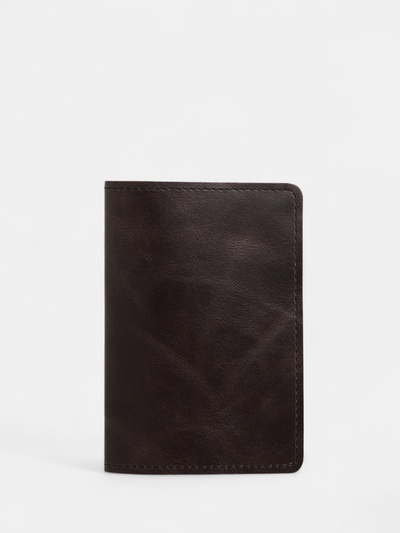 Обложка для паспорта TEXTURA, pull up, коричневая